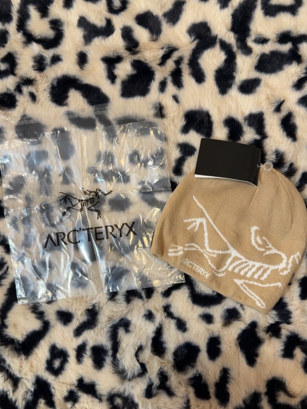 Arc'teryx Kids Tan Beanie with White Logo Graphic